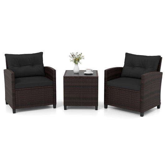 GIANTEX Balkonmöbel Set, 2 Sessel mit Tisch, inkl. Sitzkissen