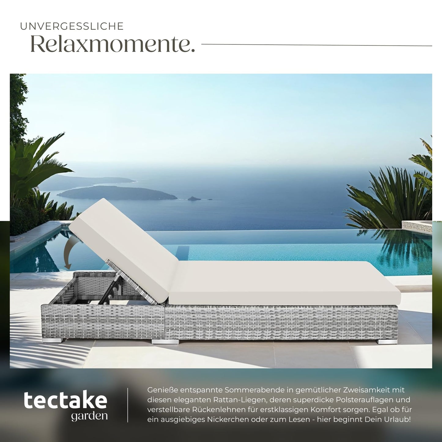 tectake Lounge Gartenmöbel Set, Sofa, Sessel & Tisch Schwarz Grau