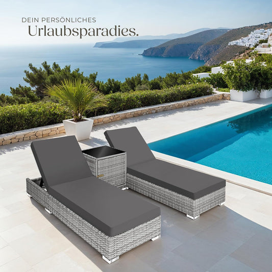 tectake Lounge Gartenmöbel Set, Sofa, Sessel & Tisch Schwarz Grau