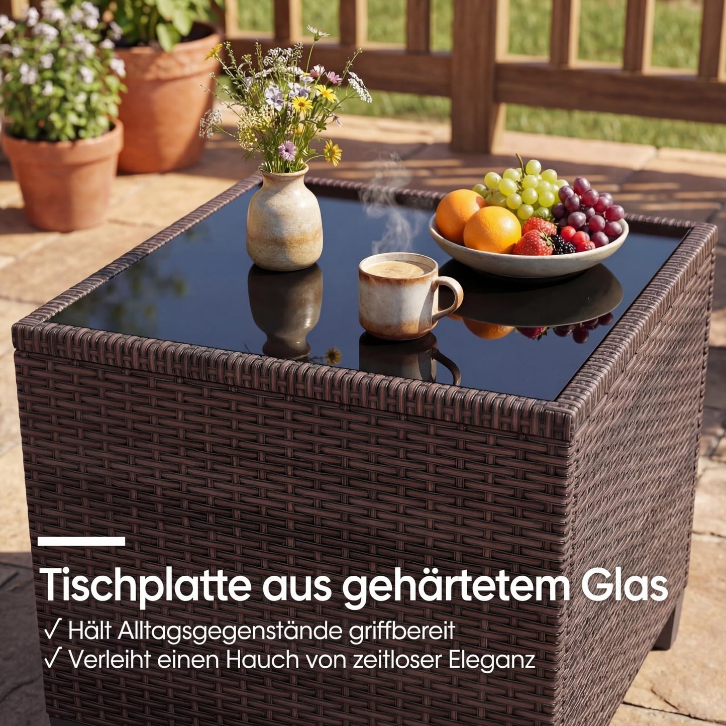 GIANTEX Balkonmöbel Set, 2 Sessel mit Tisch, inkl. Sitzkissen