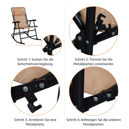 Basics Relax Schaukelstuhl faltbar mit Kopfstütze Beige